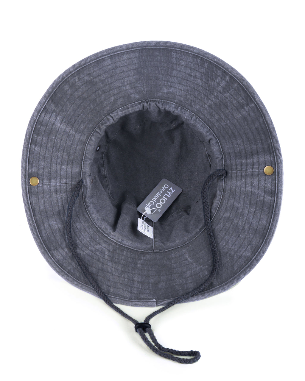 Navy washed boonie sun hat for big heads - interior sweatband detail