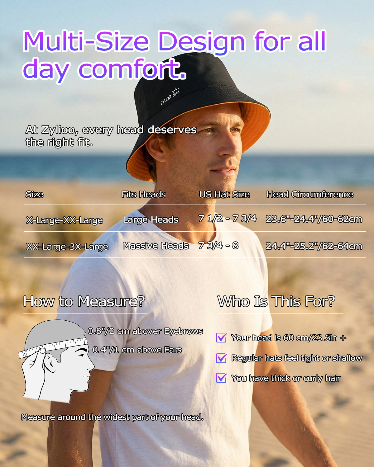 Reversible Cooling Bucket Hat for Big Heads