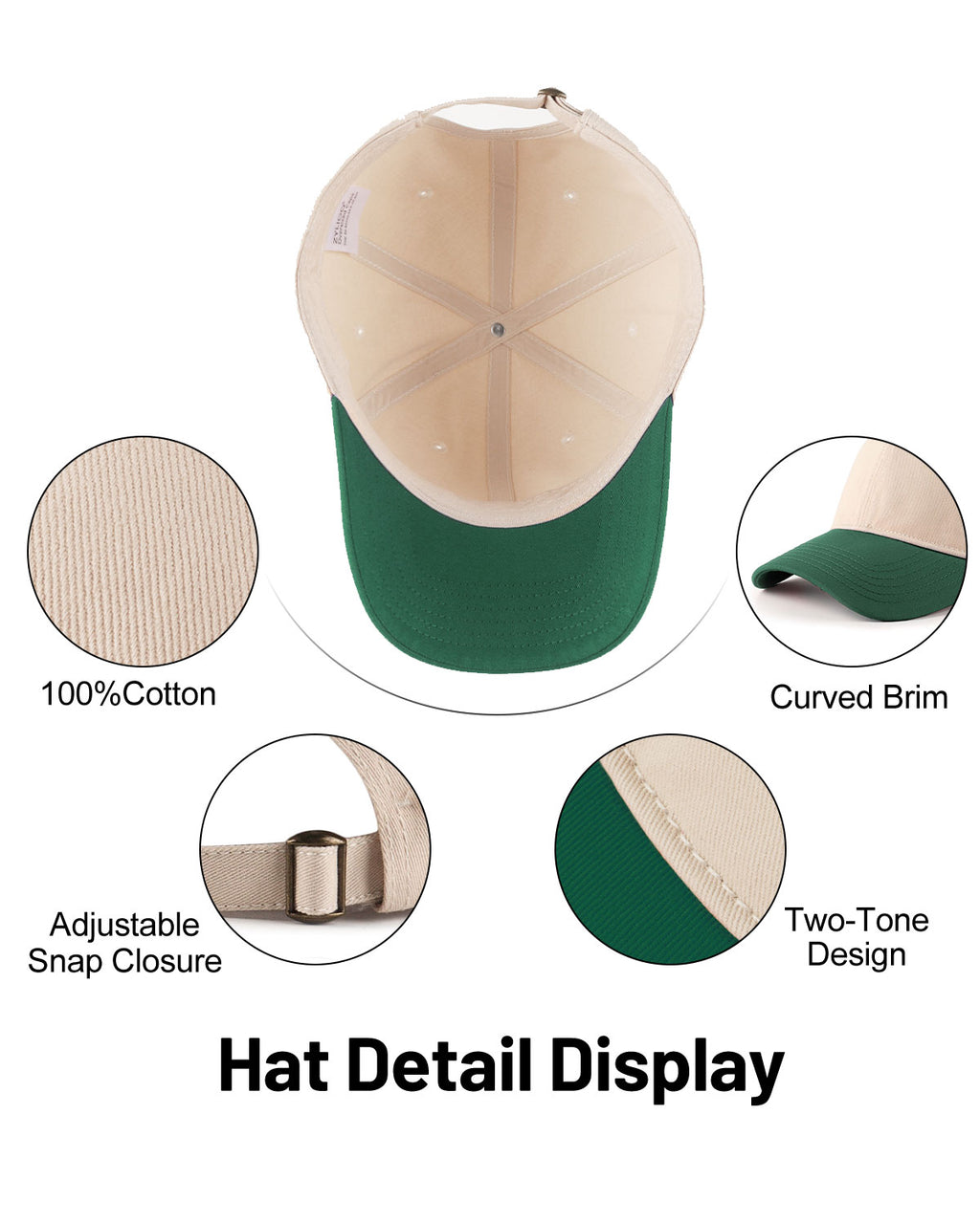 2-Tone Cotton Baseball Cap for Big Heads