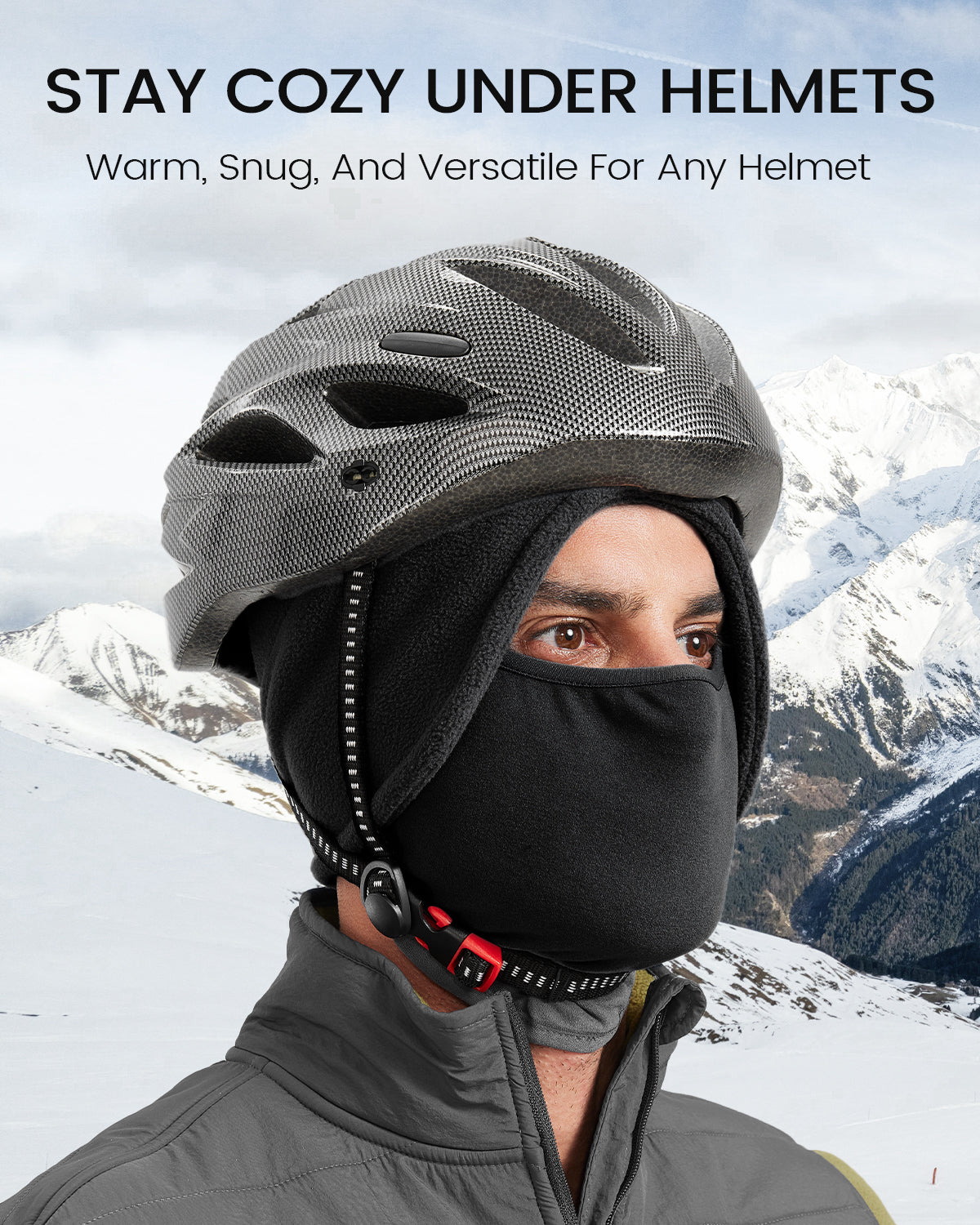 Black thermal skull cap with face mask cover for big heads - on model lifestyle photo