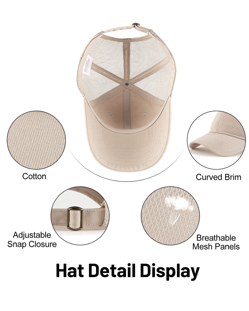 Cotton Mesh Trucker Baseball Cap for Big Heads