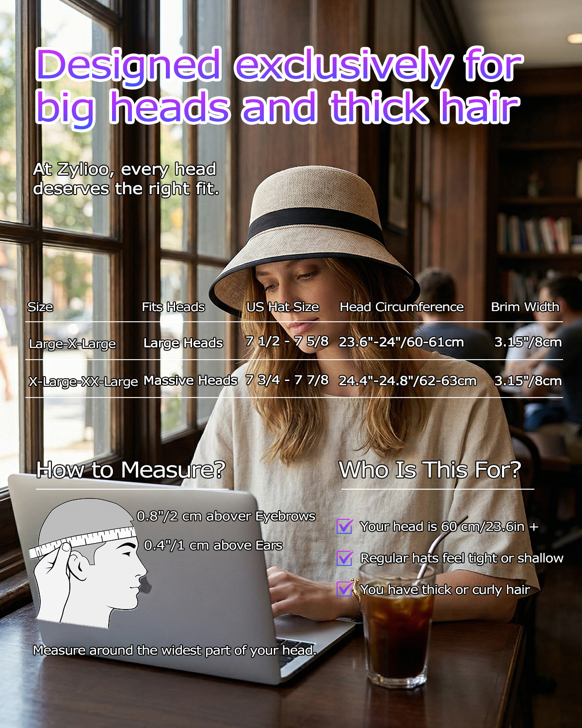 Faux Linen Bucket Hat for Big Heads