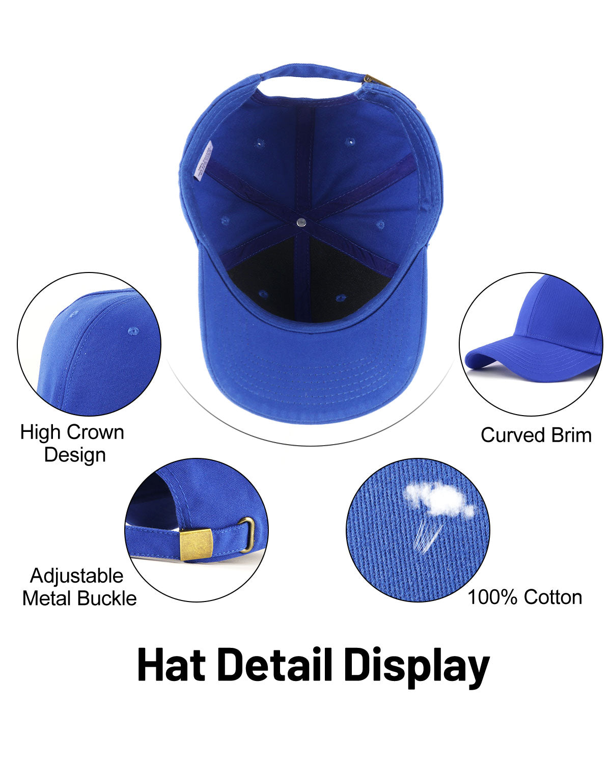 High Crown Structured Baseball Cap for Big Heads