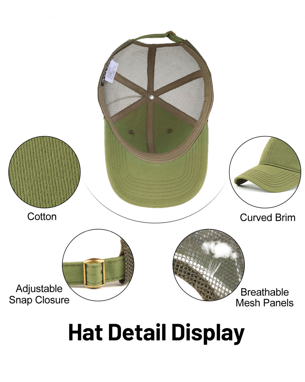 Cotton Mesh Trucker Baseball Cap for Big Heads