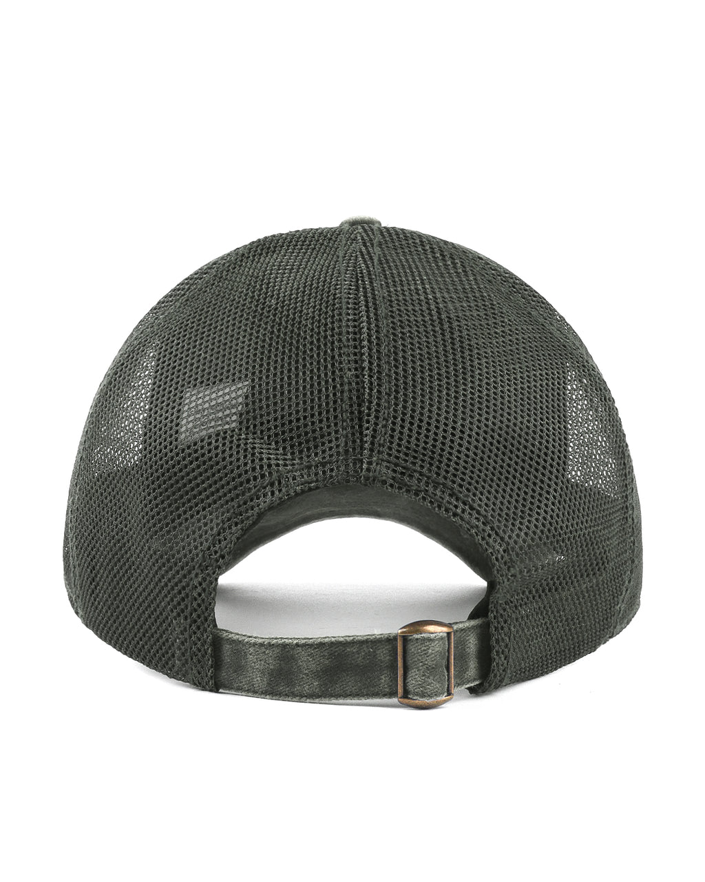 Army green cooling mesh washed trucker hat for big heads - back view