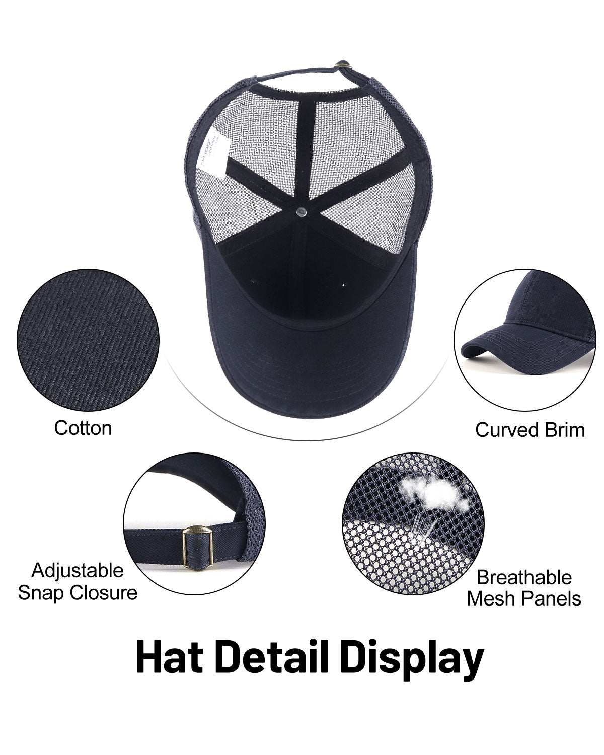 Cotton Mesh Trucker Baseball Cap for Big Heads