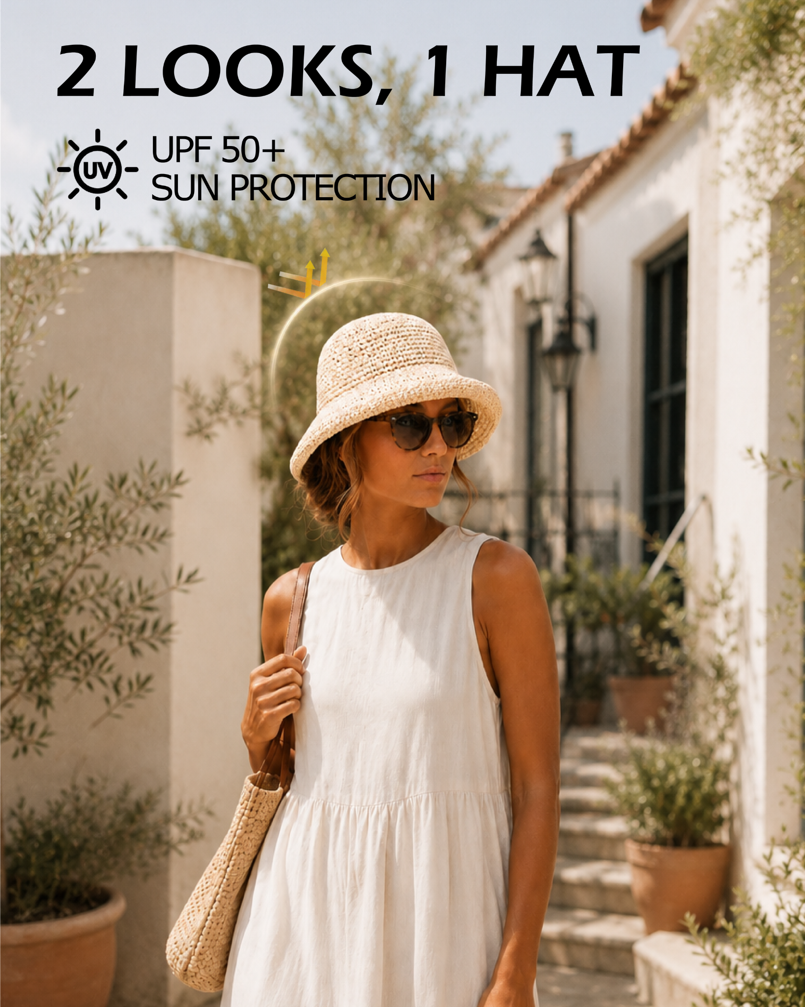 Wide Brim Straw Bucket Hat for Big Heads