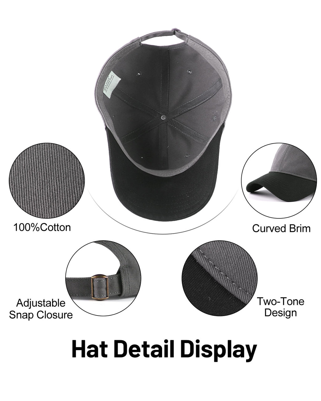 2-Tone Cotton Baseball Cap for Big Heads