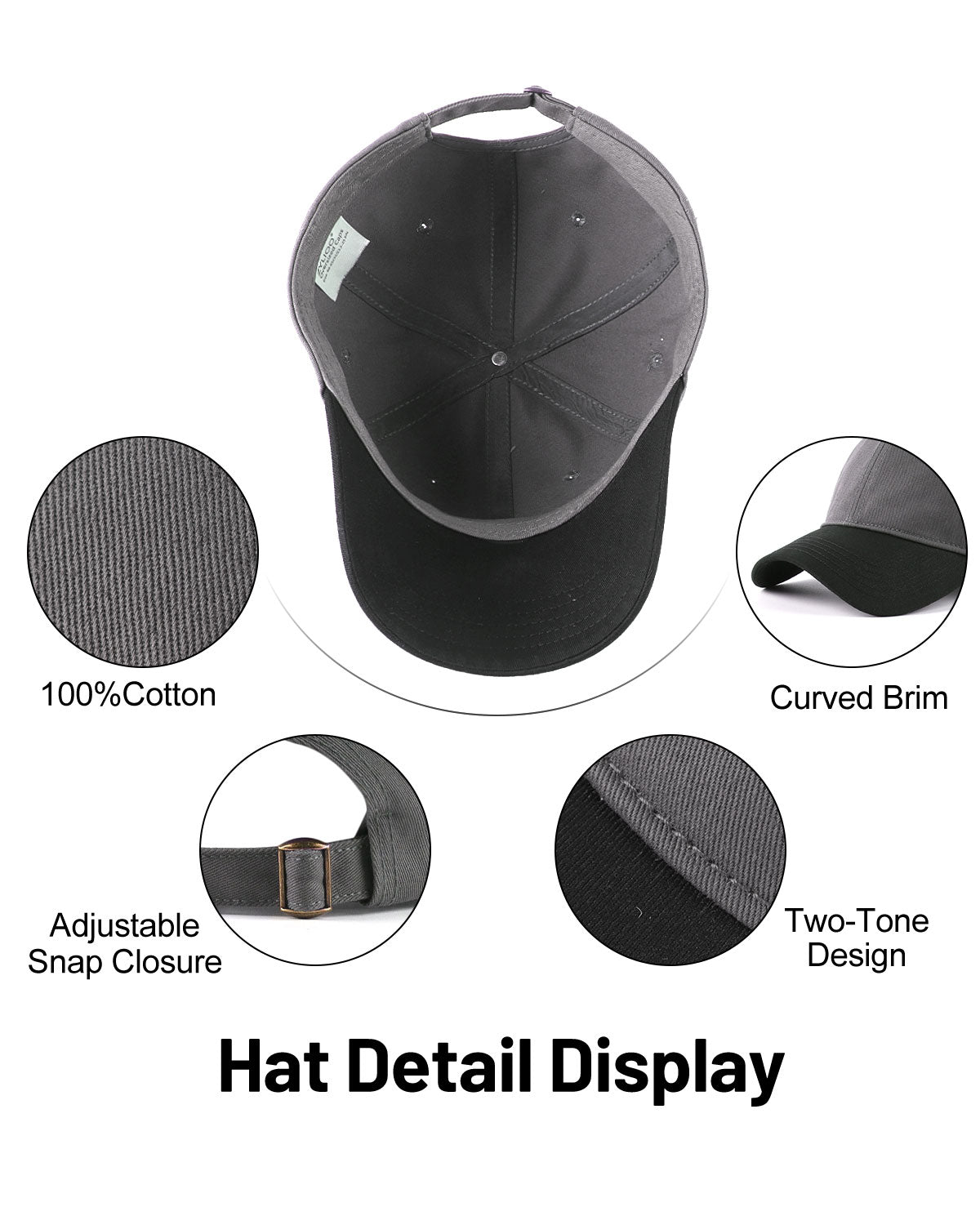 2-Tone Cotton Baseball Cap for Big Heads