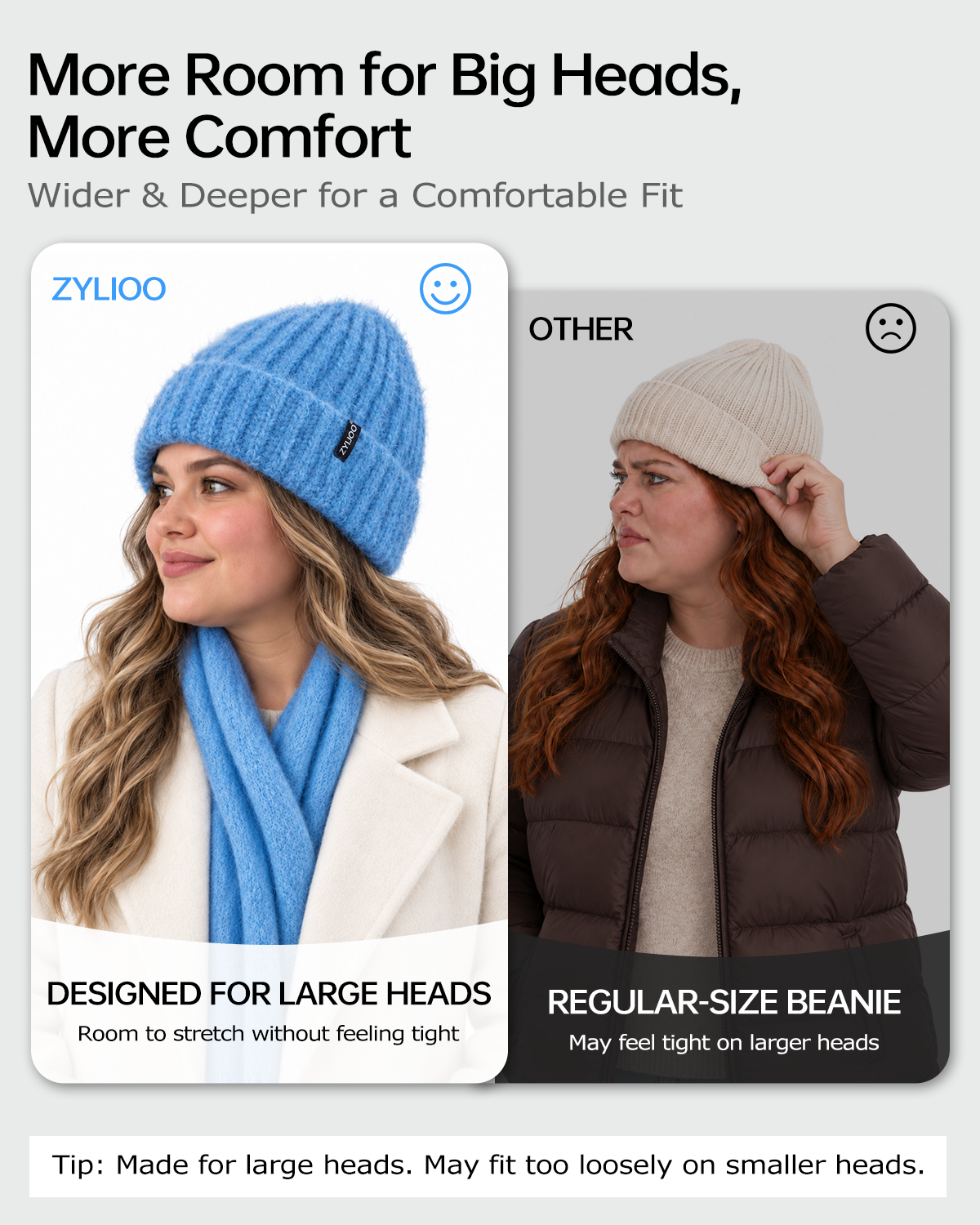 Chunky Fuzzy Beanie for Big Heads