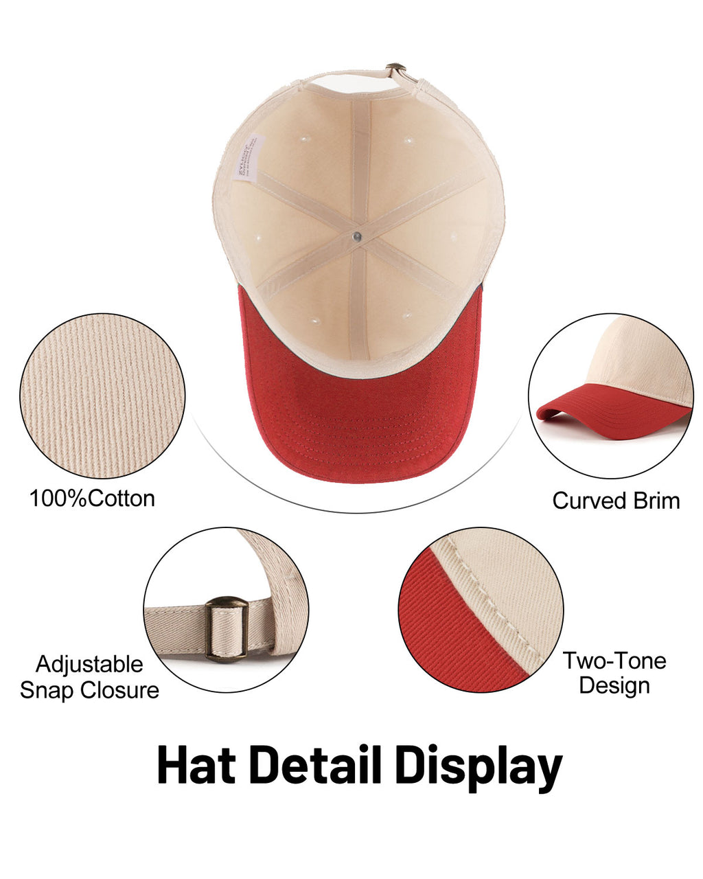 2-Tone Cotton Baseball Cap for Big Heads