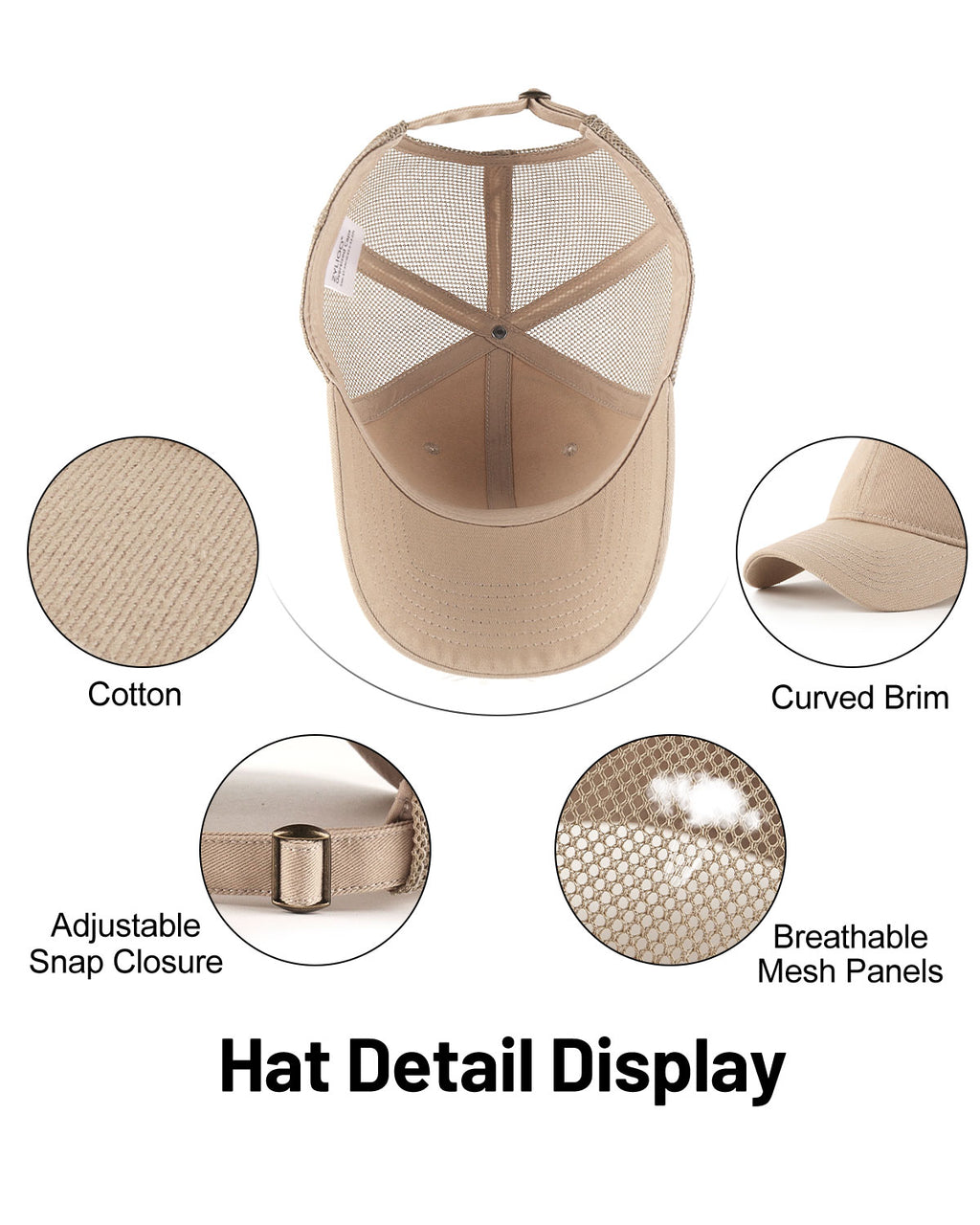 Cotton Mesh Trucker Baseball Cap for Big Heads