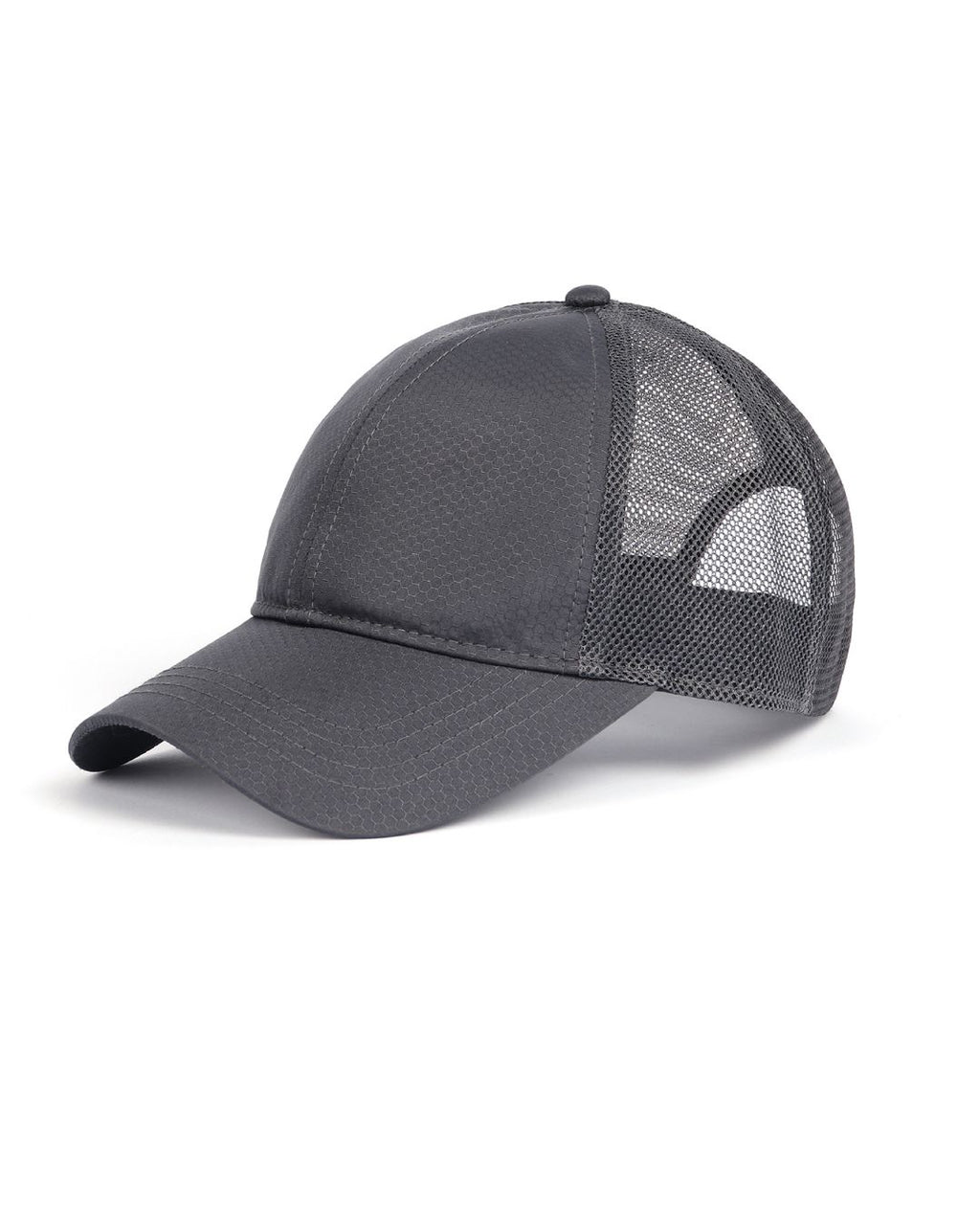 Grey breathable mesh trucker hat for big heads XXL - front view - Zylioo