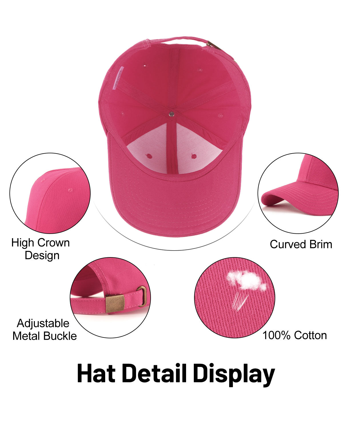 High Crown Structured Baseball Cap for Big Heads