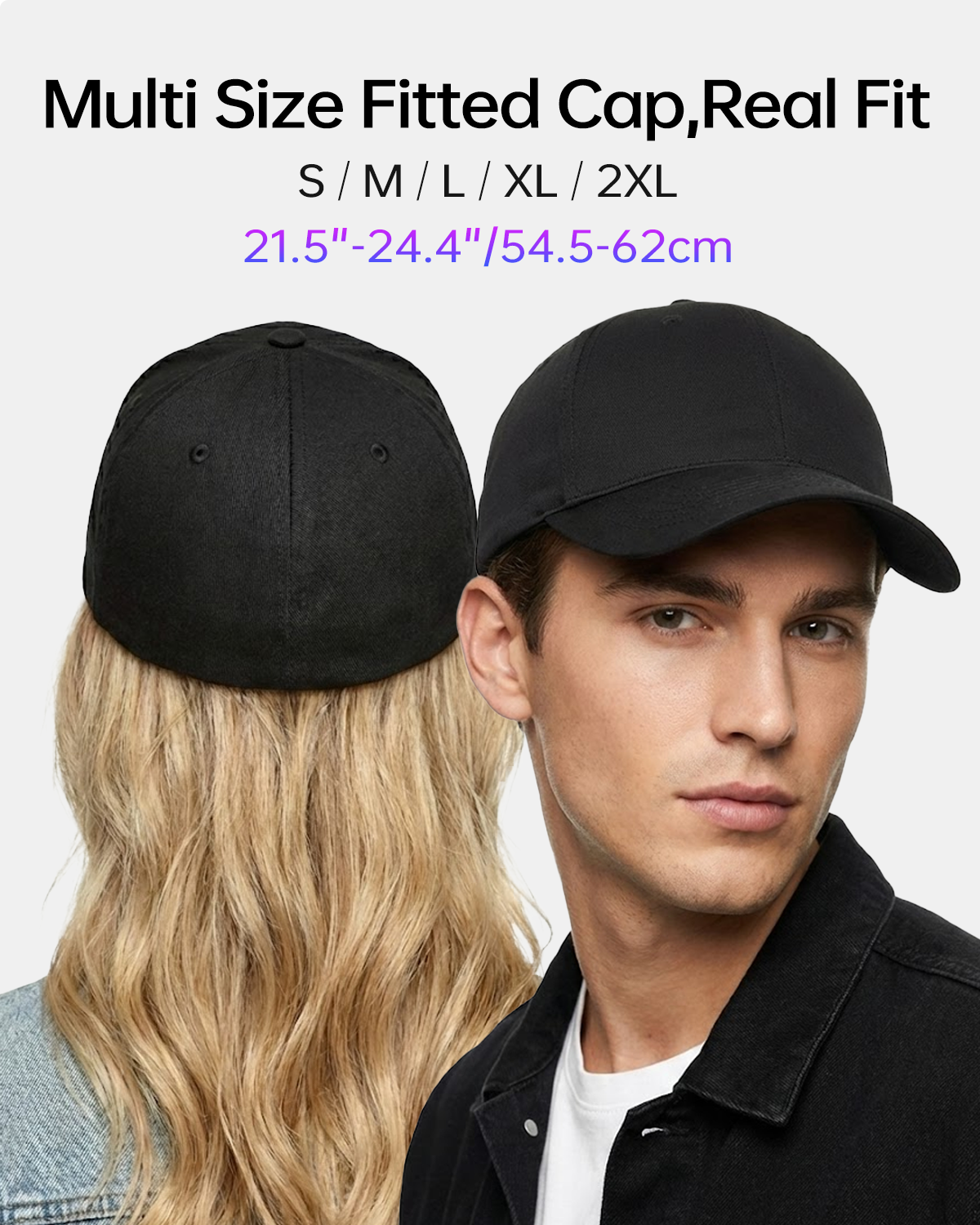 Closed Back Structured Baseball Cap for Big Heads
