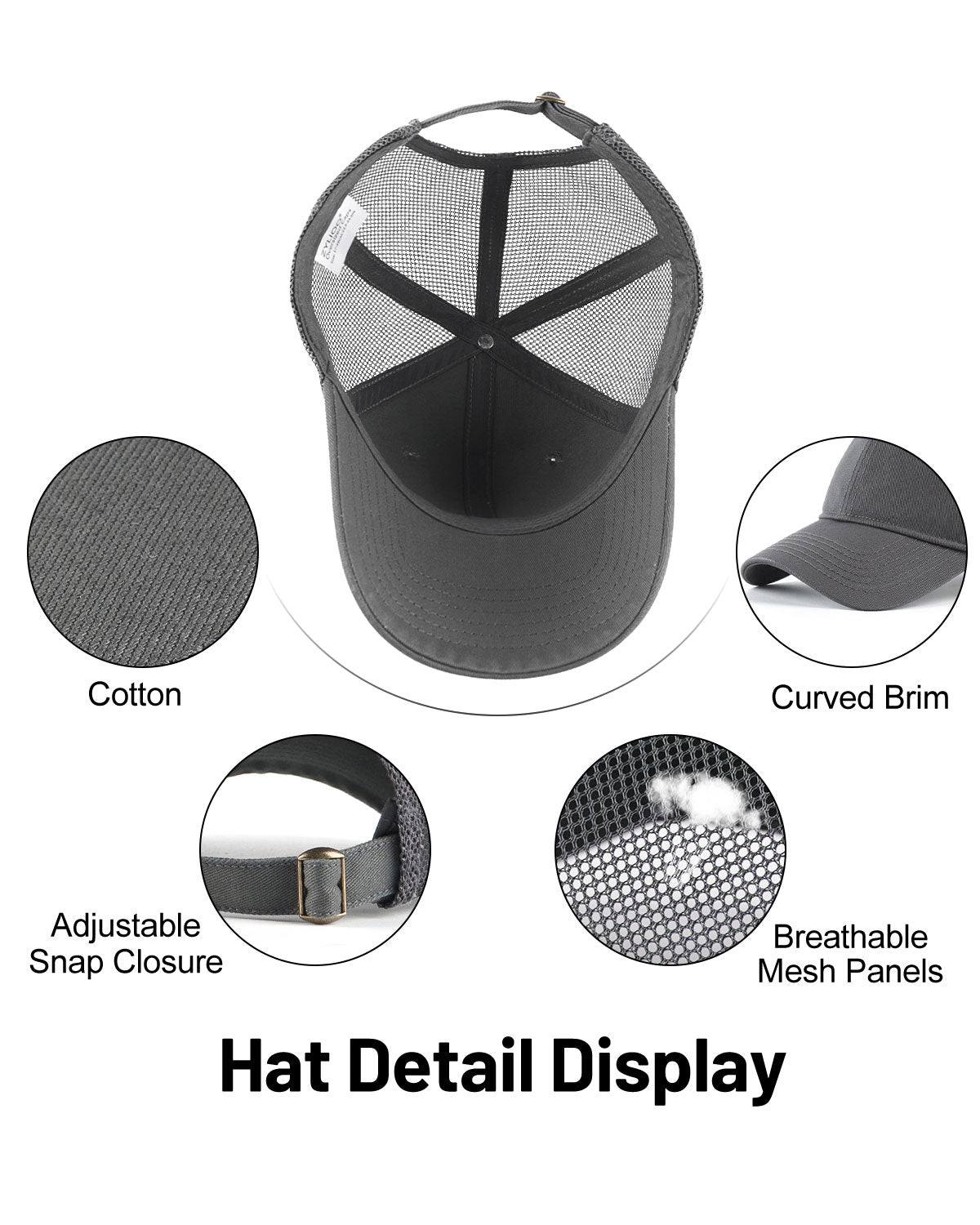 Cotton Mesh Trucker Baseball Cap for Big Heads