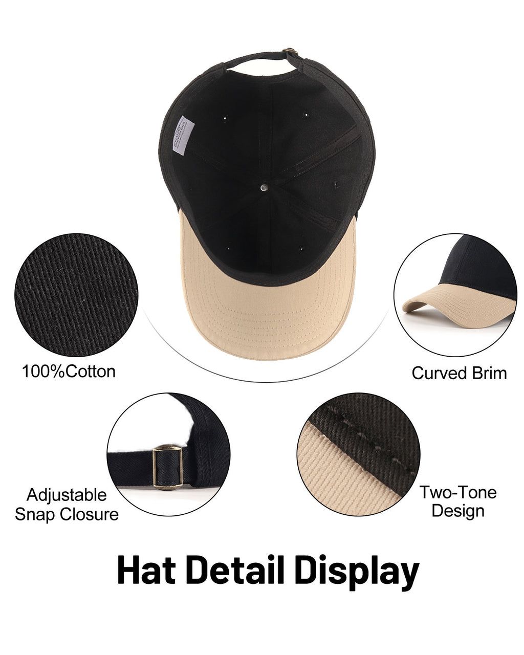 2-Tone Cotton Baseball Cap for Big Heads