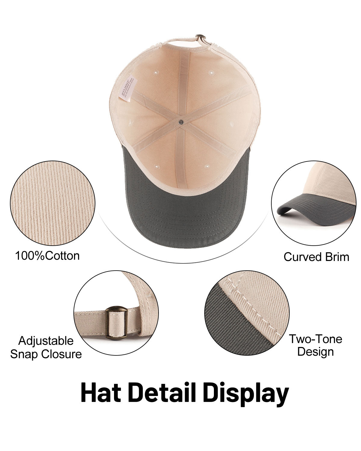 2-Tone Cotton Baseball Cap for Big Heads