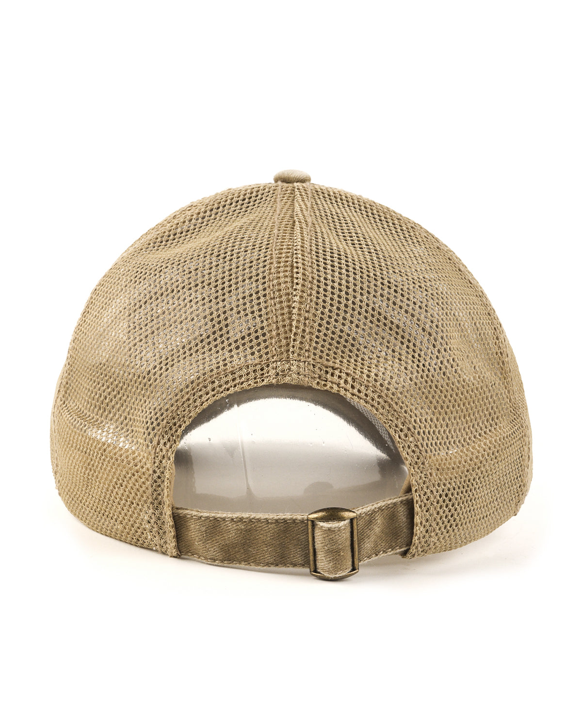Khaki cooling mesh washed trucker hat for big heads - front view