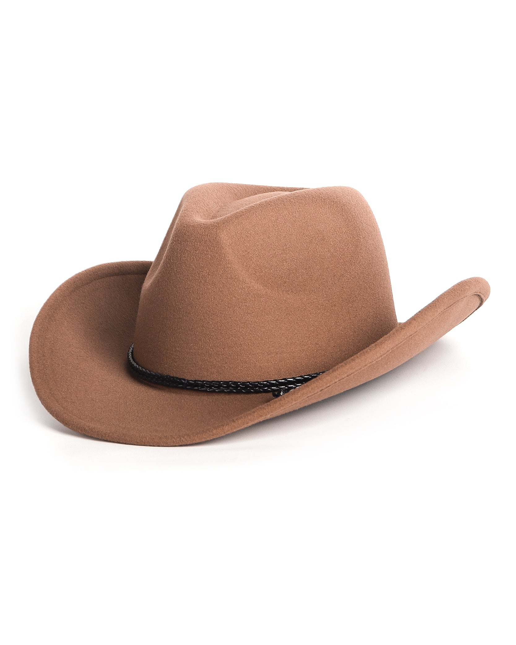 Brown felt cowboy hat for big heads XXL - front view - Zylioo