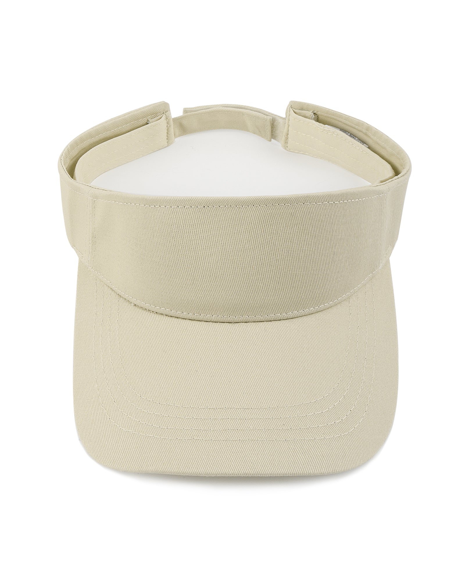 Beige wide brim sun visor for big heads front view