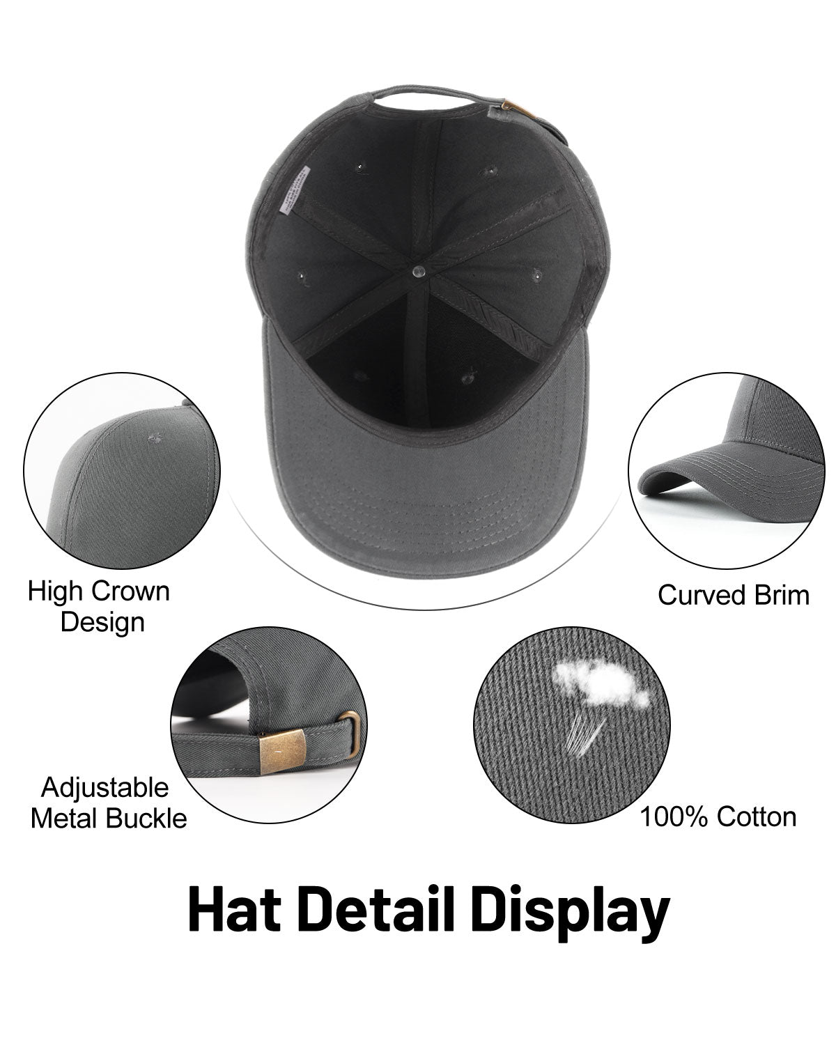 wicagrocery High Crown Long Brim 麦わら ストロ High Crown Structured Baseball Cap for Big Heads | Zylioo – Zylioo-Cap