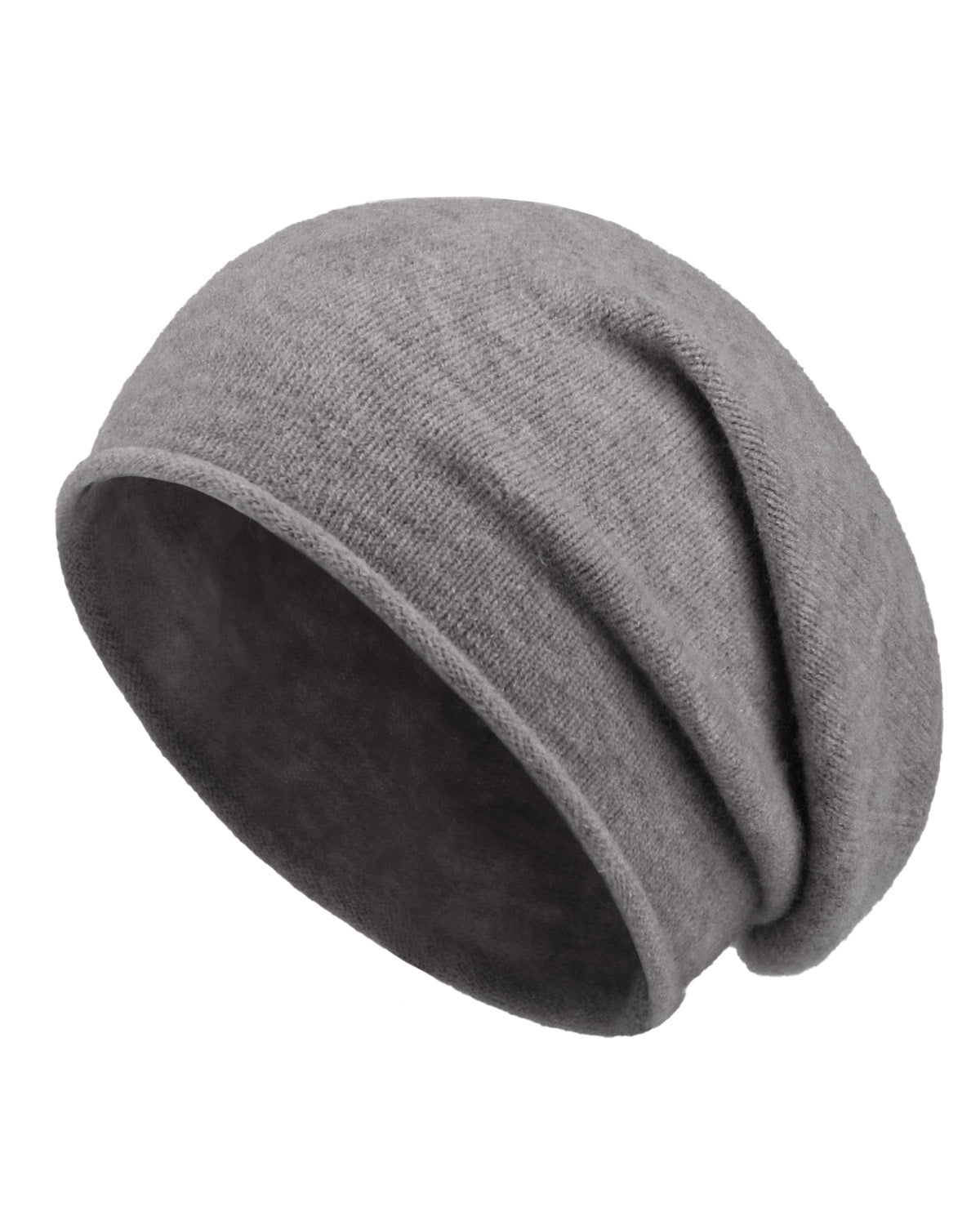Gray soft slouchy beanie for big heads XXL - front view - Zylioo