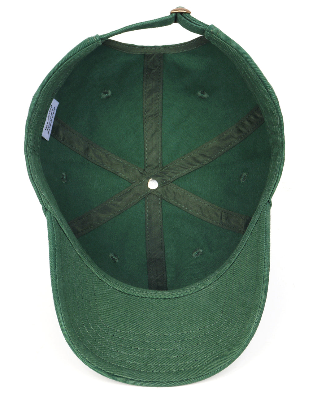 Dark green cotton baseball cap for big heads XXL - interior detail
