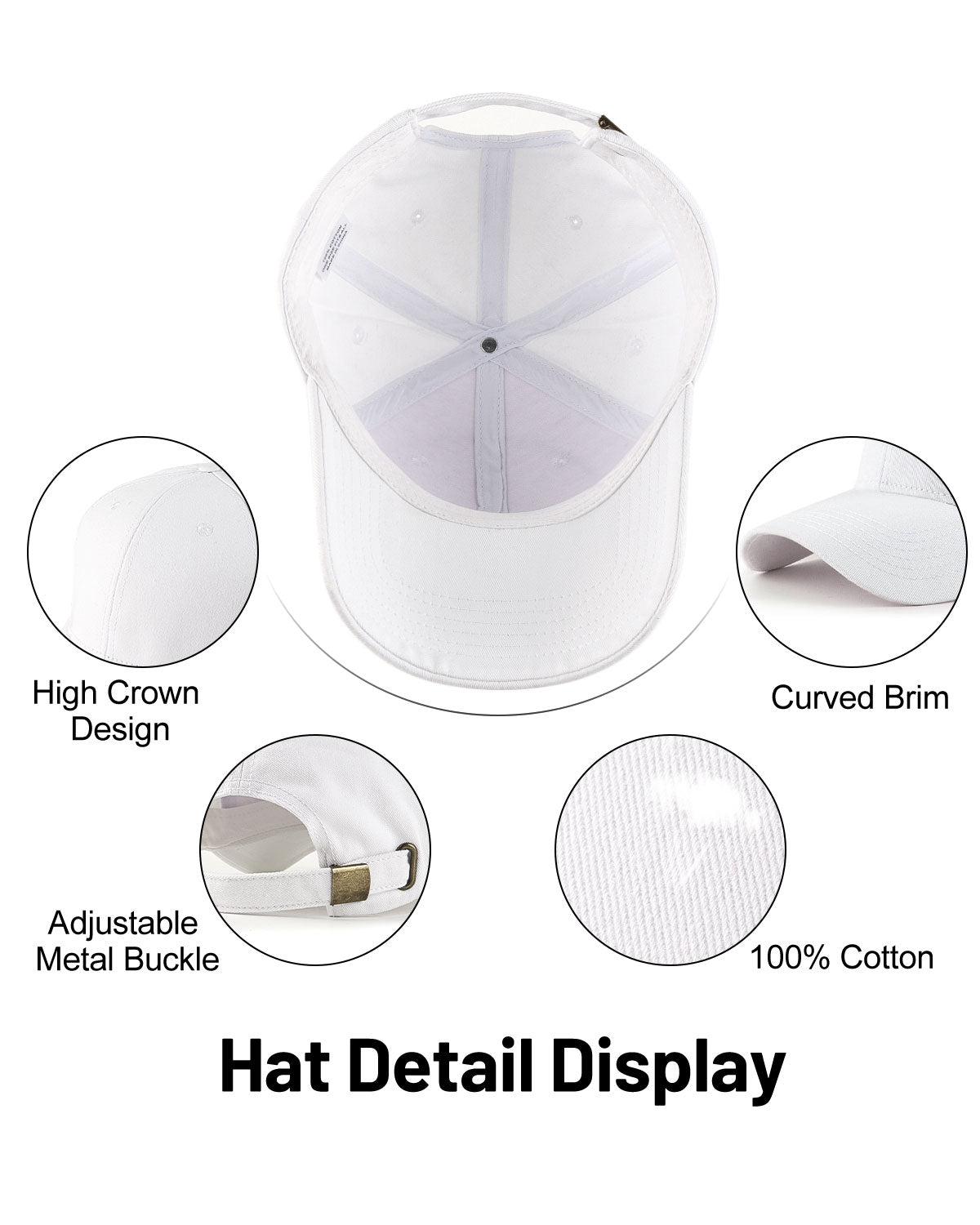 High Crown Structured Baseball Cap for Big Heads
