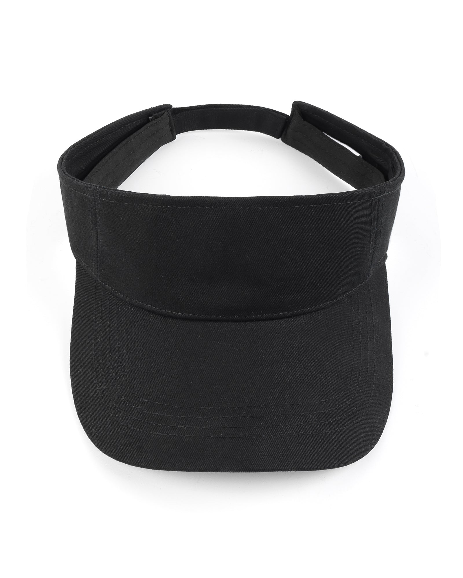 Black wide brim sun visor for big heads front view