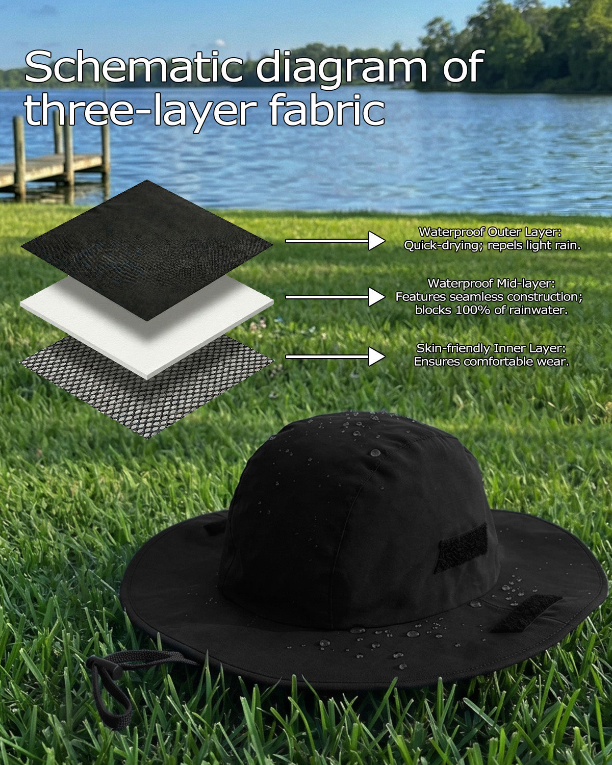 Water-Resistant Boonie Hat for Big Heads