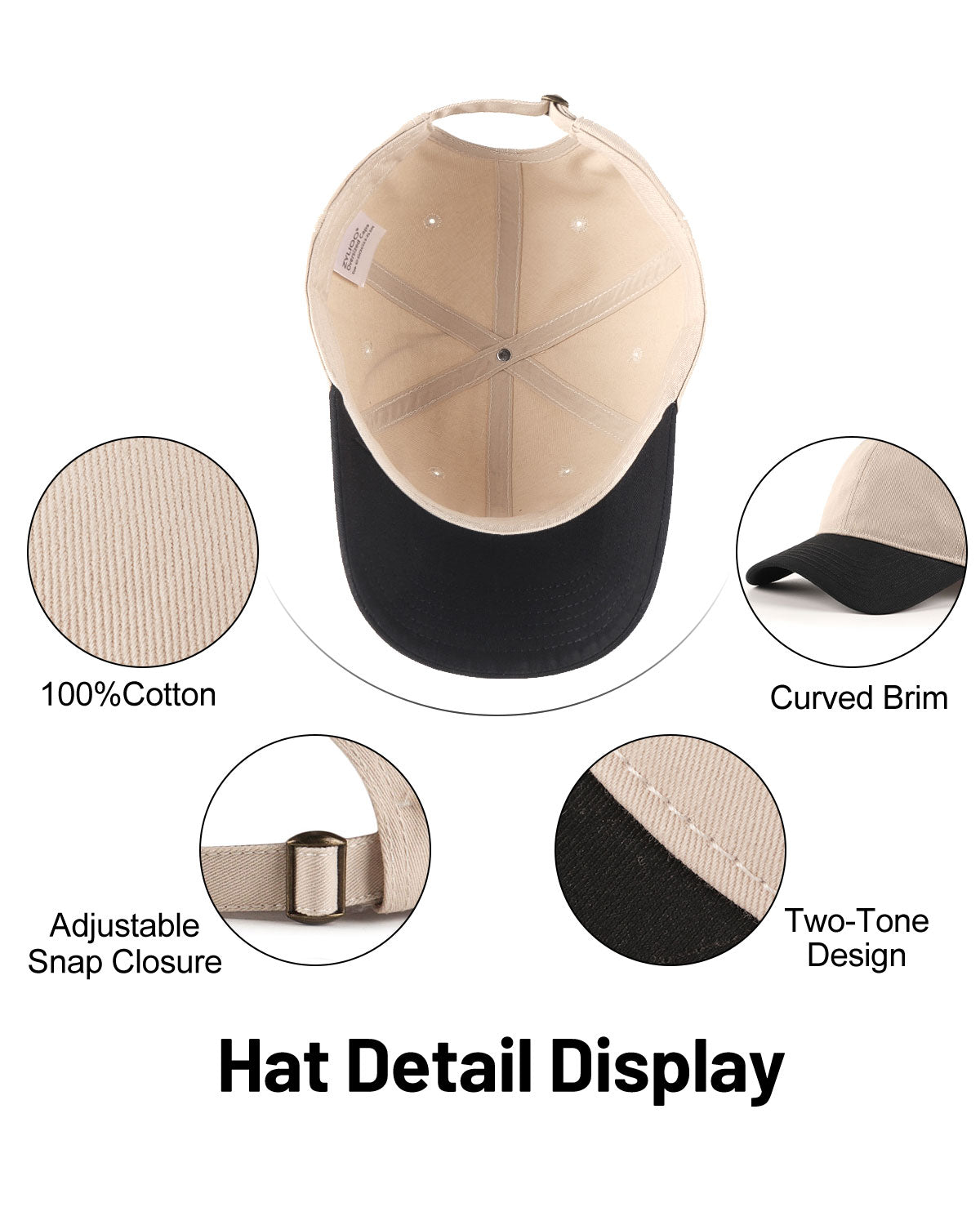 2-Tone Cotton Baseball Cap for Big Heads