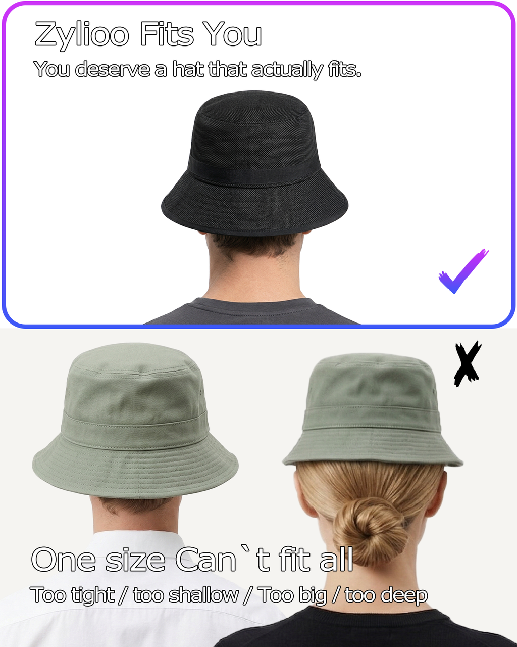 Faux Linen Bucket Hat for Big Heads