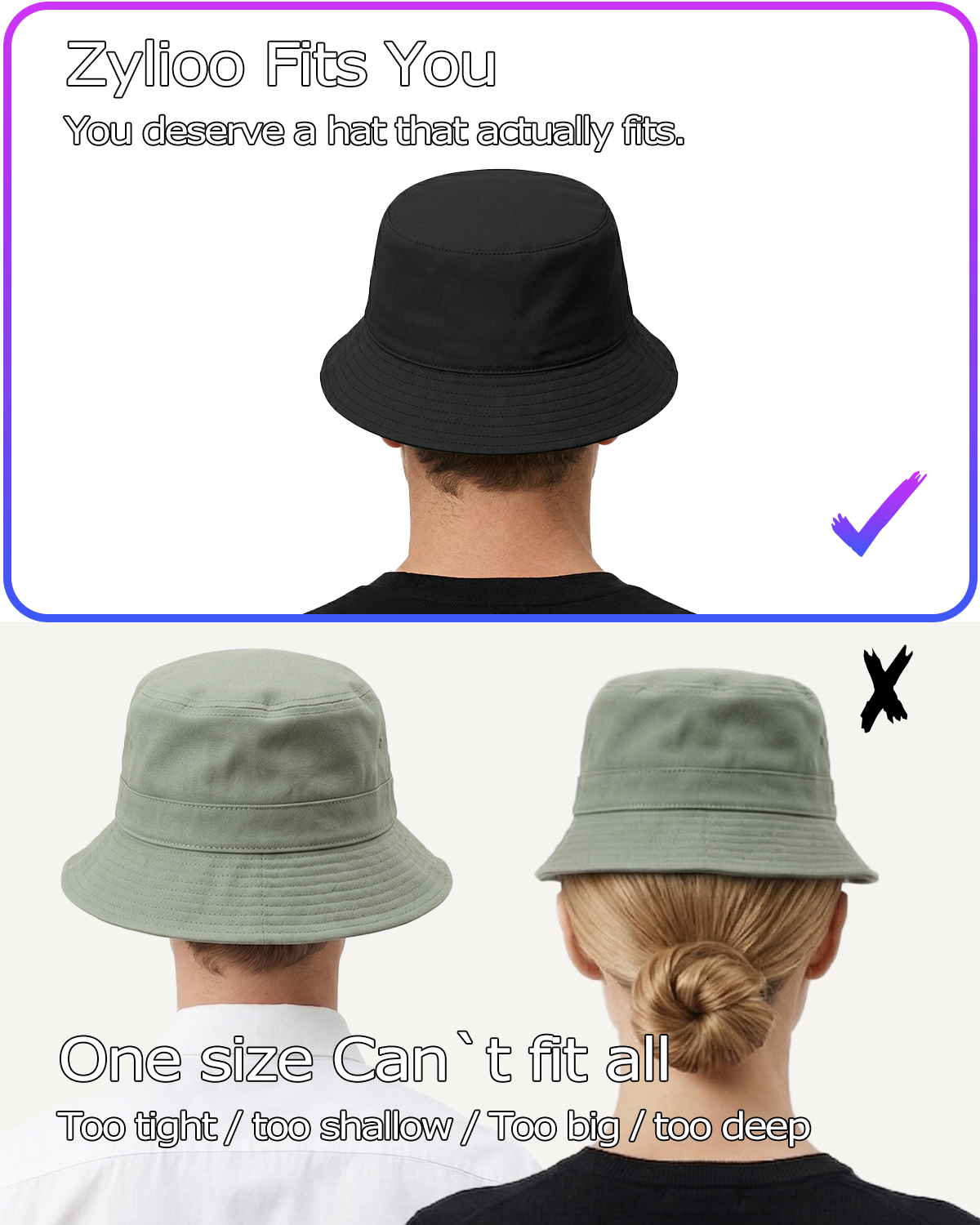 Reversible Cooling Bucket Hat for Big Heads
