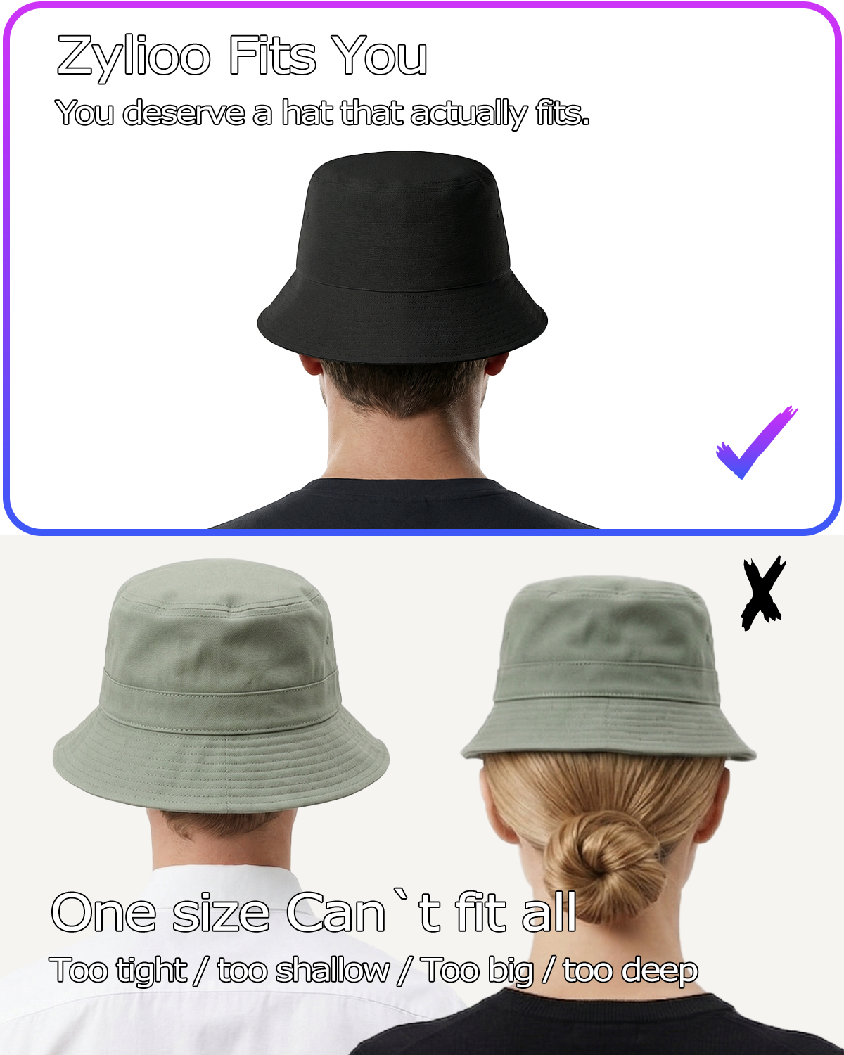 Linen Bucket Hat for Big Heads