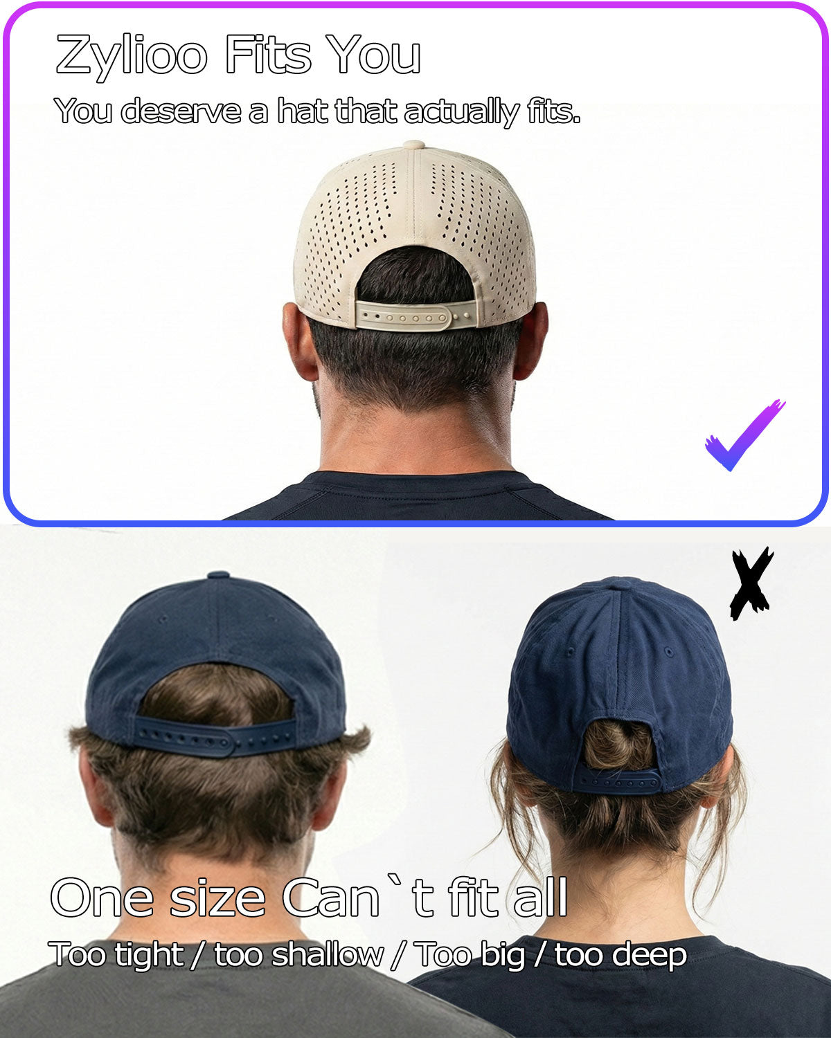6-Panel Laser Perforated Hat for Big Heads