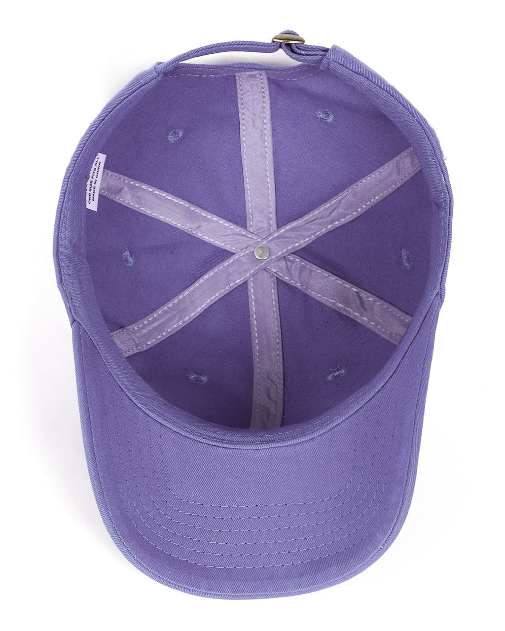 Purple oversized cotton baseball cap - interior detail