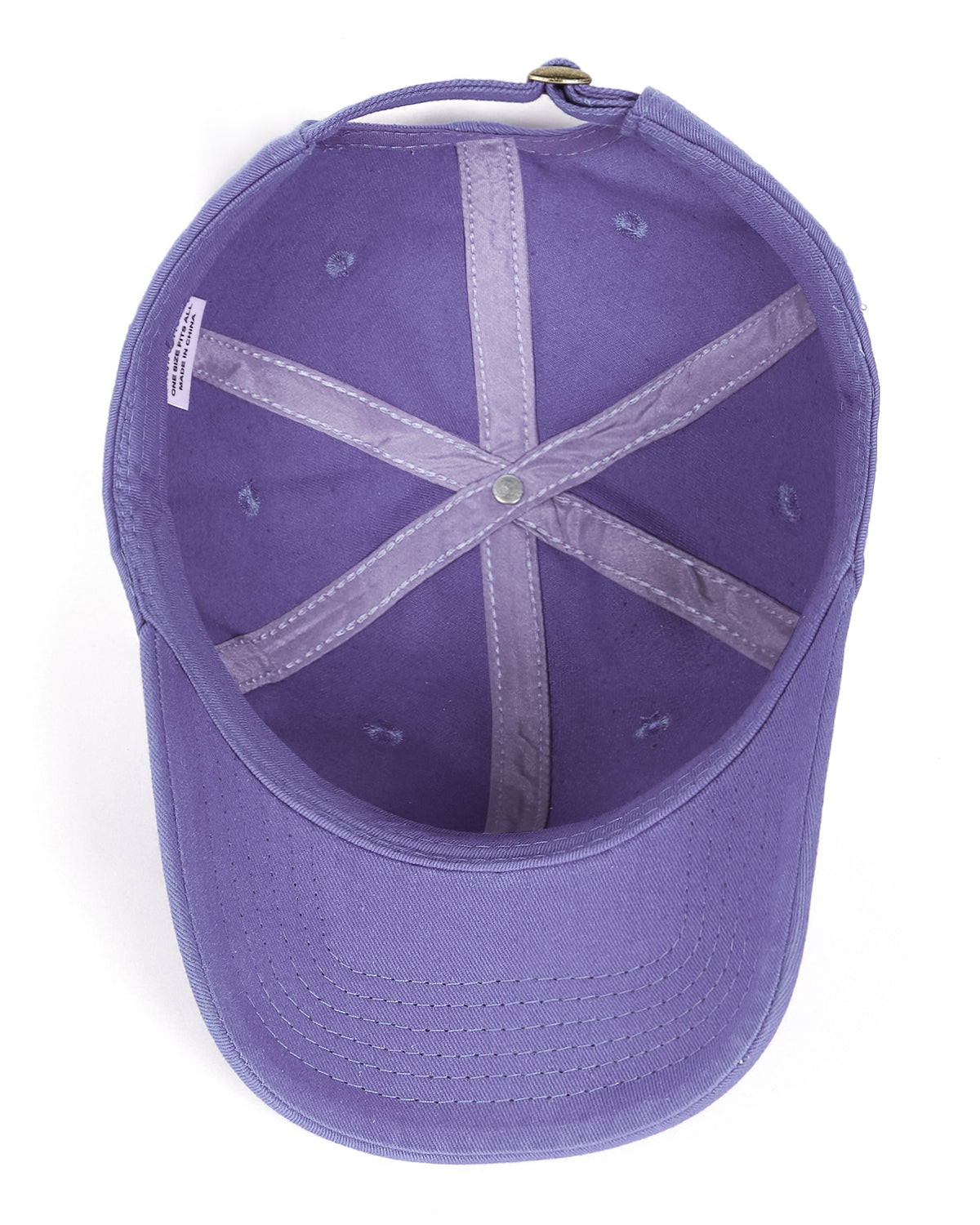 Purple oversized cotton baseball cap - interior detail