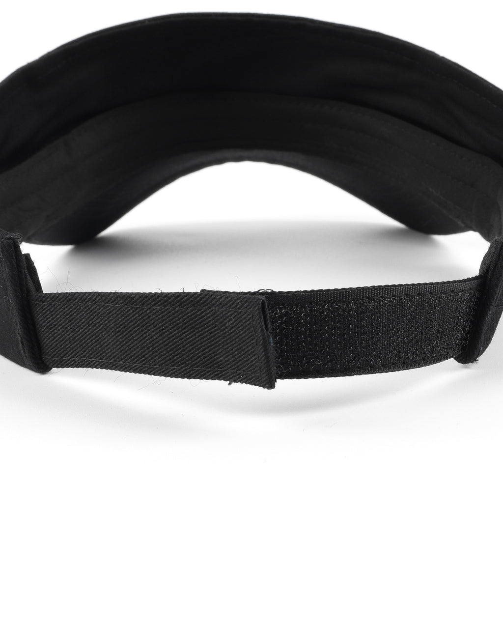 Black sun visor back view showing adjustable strap