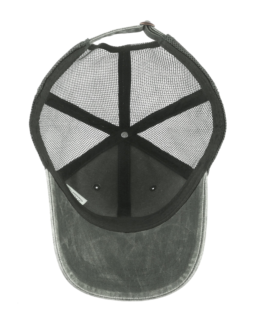 Army green cooling mesh washed trucker hat for big heads - interior sweatband detail