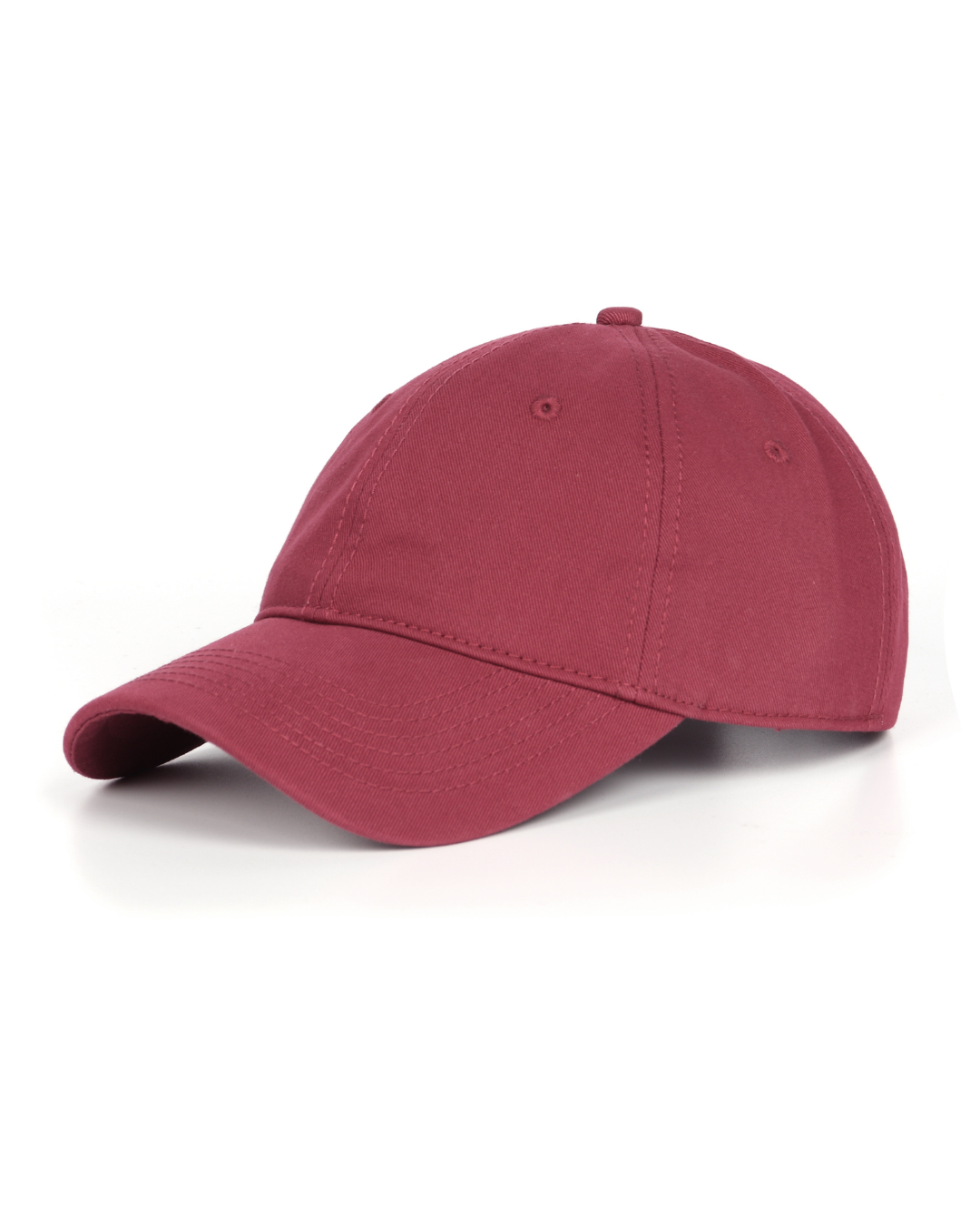 Wine red cotton baseball cap for big heads - side angle view