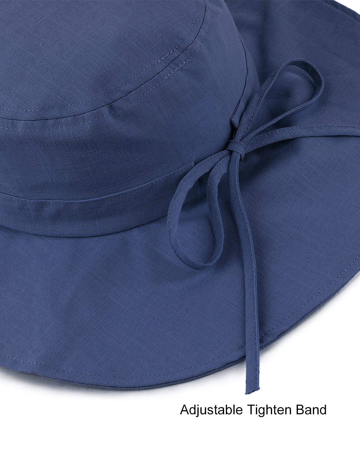 Wide brim sun hat edge and brim structure detail in navy