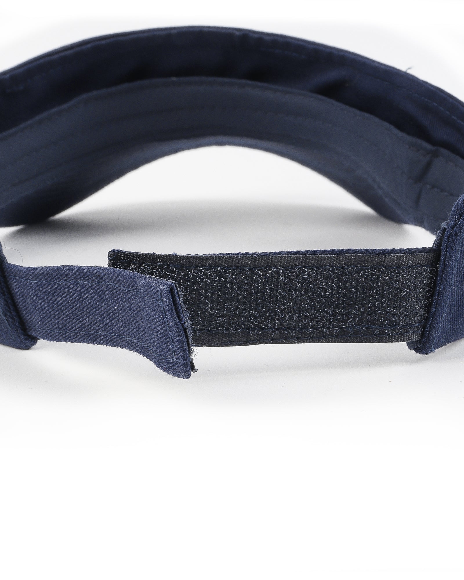 Navy sun visor back view showing adjustable strap