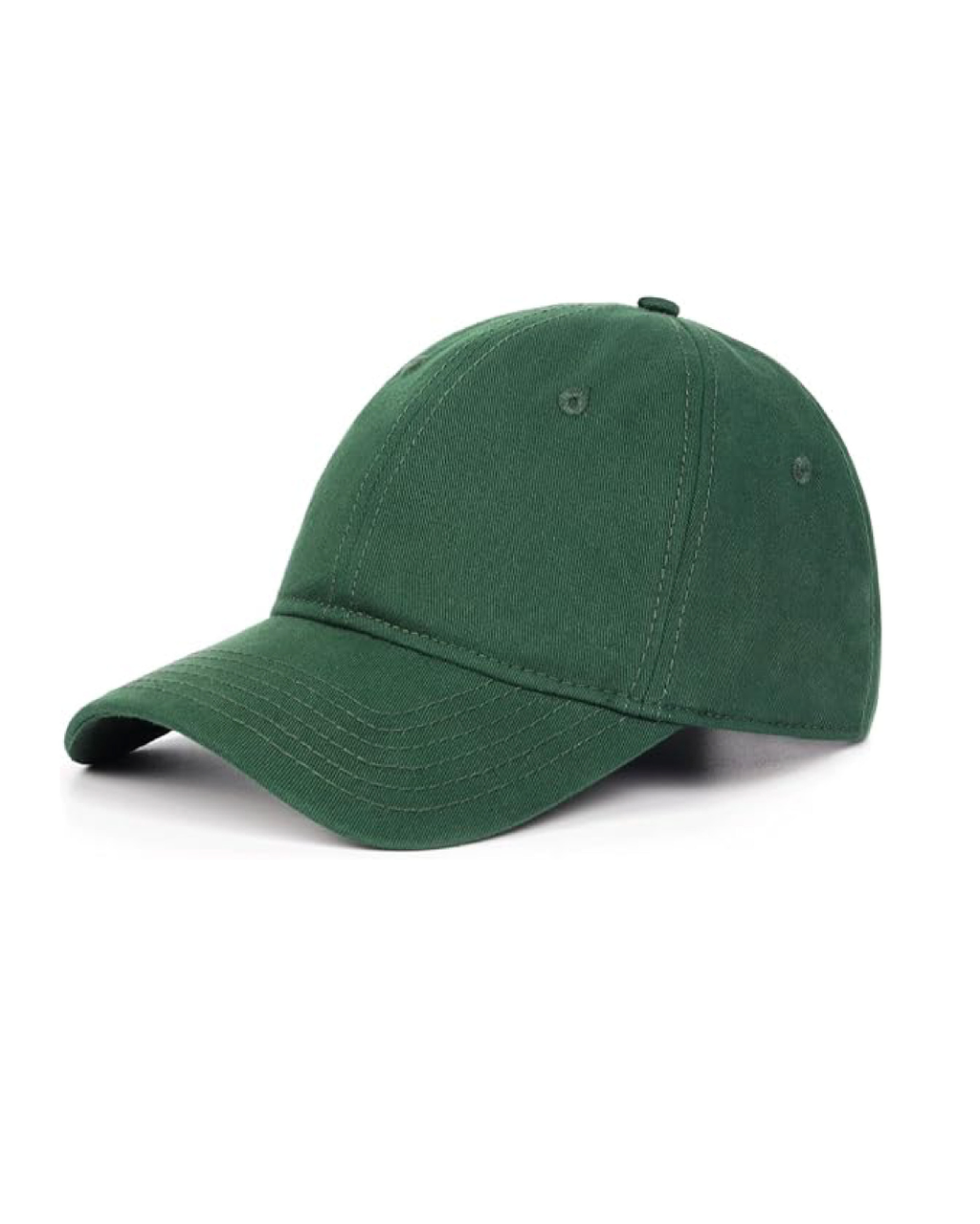 Dark green cotton baseball cap for big heads - three quarter angle