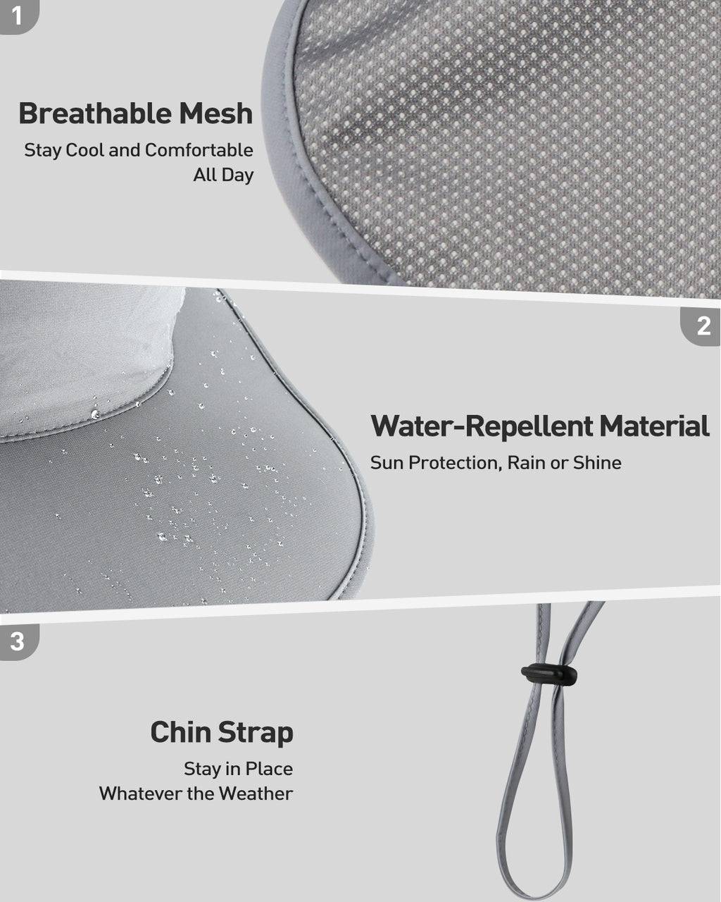 Neck flap attachment and adjustable strap detail