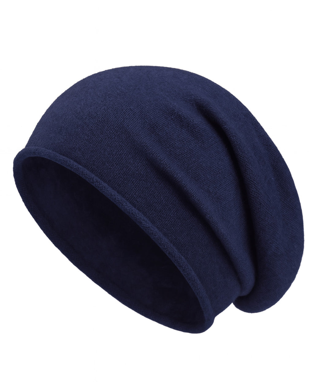  Navy soft slouchy beanie for big heads XXL - front view - Zylioo