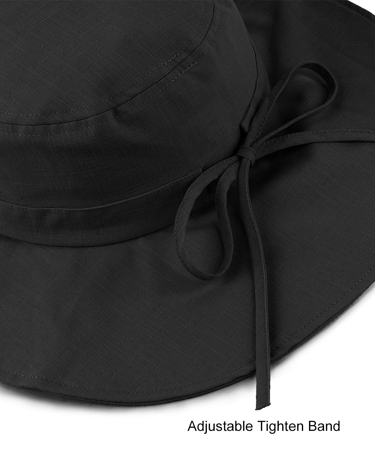 Wide brim sun hat edge and brim structure detail in black