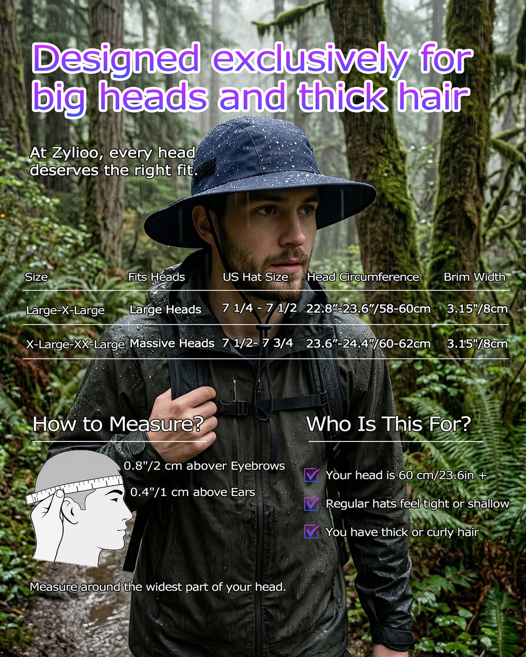 Water-Resistant Boonie Hat for Big Heads