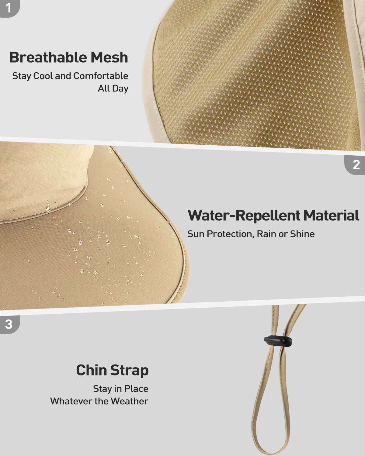 Neck flap attachment and adjustable strap detail