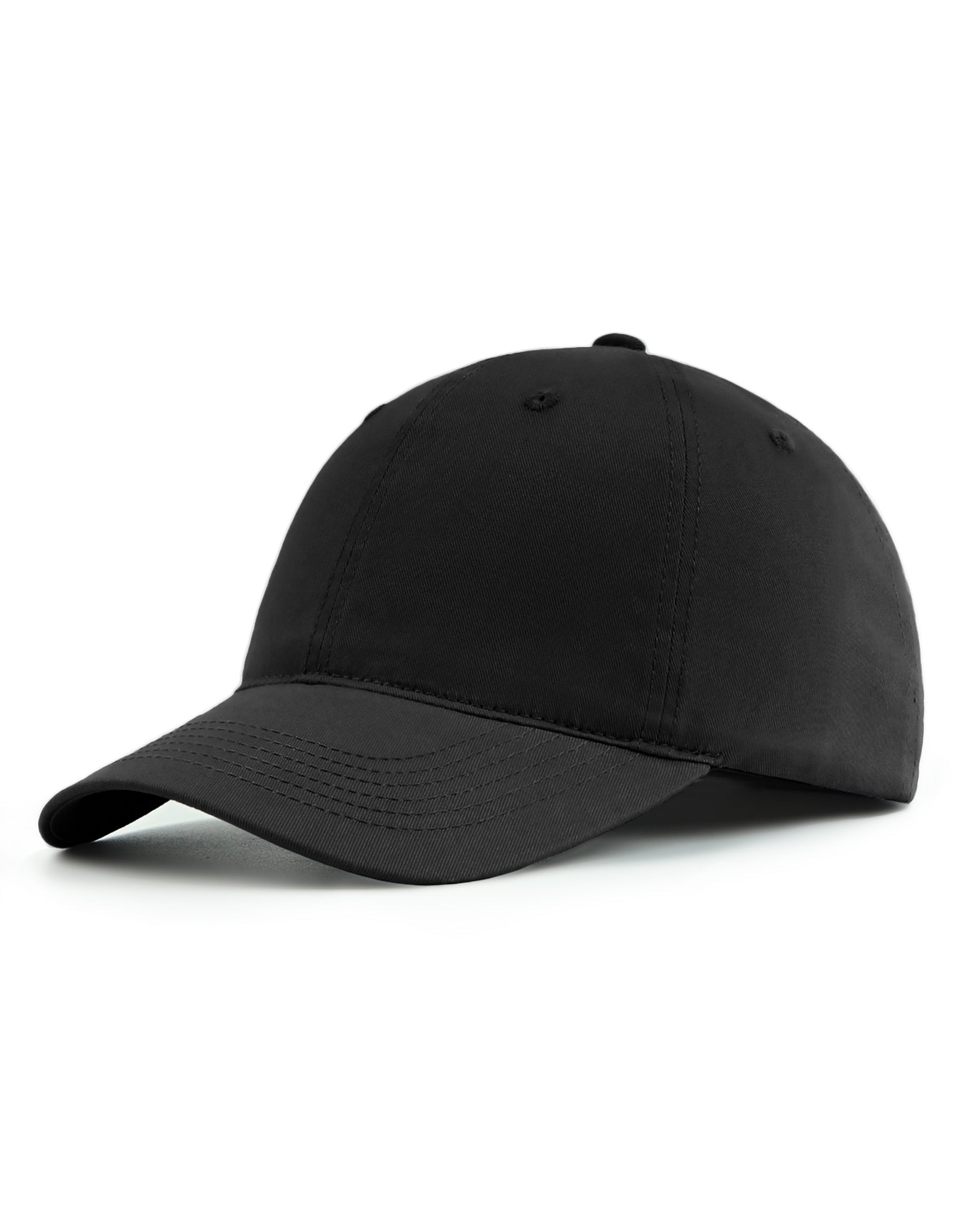 Black soft closed back baseball cap for big heads front view